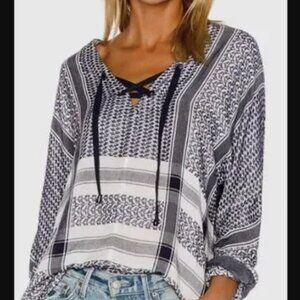 Rails Lily Sapphire Jacquard Boho Blouse Size Large